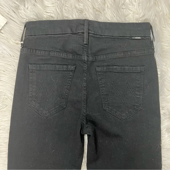 New MOTHER Denim High Waist Looker Ankle Fray Skinny Jeans Guilty Glitter Racer - Picture 14 of 15
